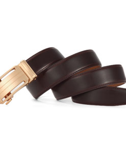 Burnt Umber Martell Gold Leather Belt