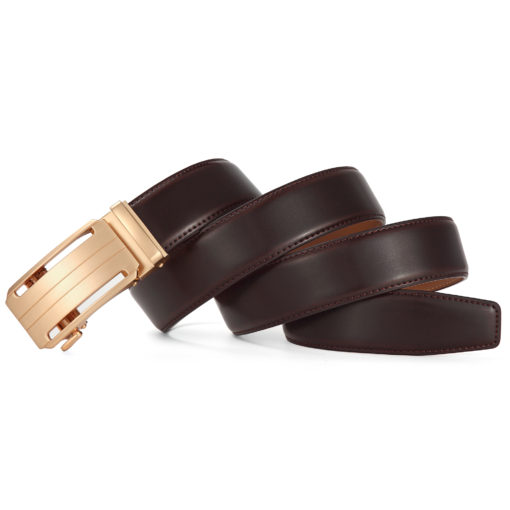 Burnt Umber Martell Gold Leather Belt