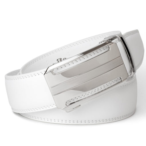White Martell Silver Leather Belt - Image 3