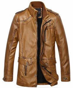 Men's Stand Collar Leather Jacket